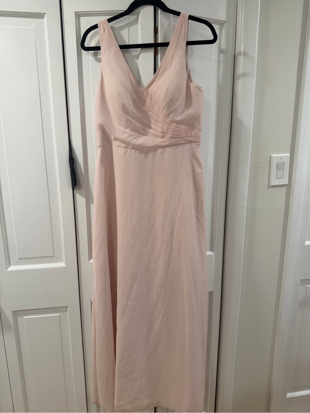 Azazie Elegant V-Neck Blush Pink Maxi Dress